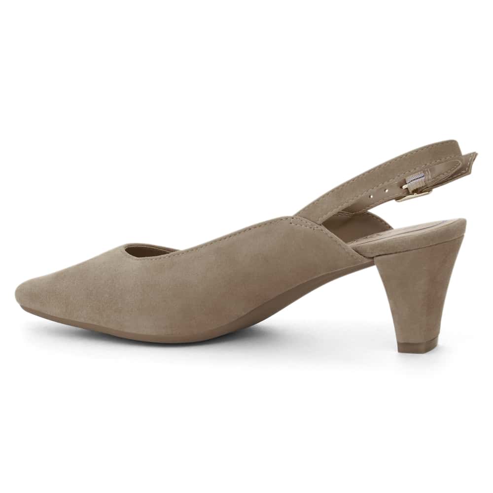 Agatha Heel in Taupe Suede