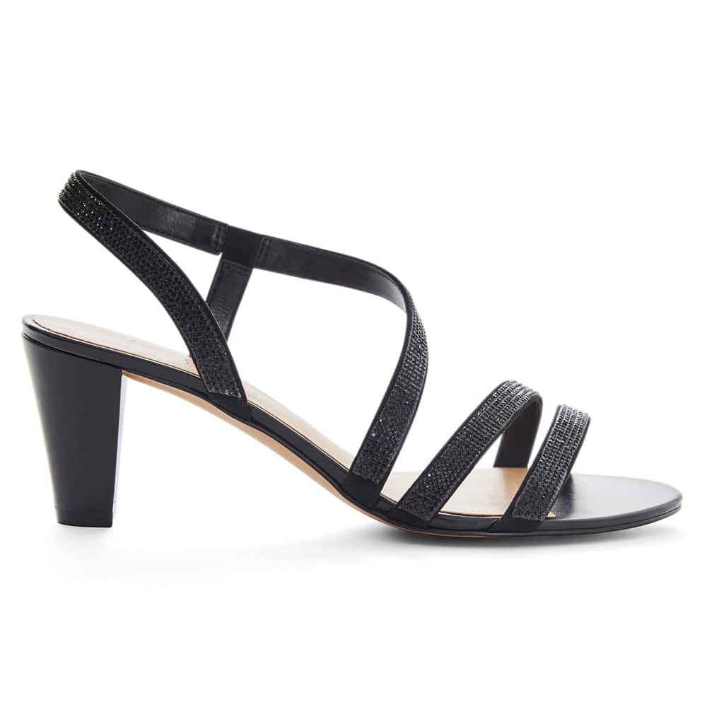 Akira Heel in Black Diamante Leather