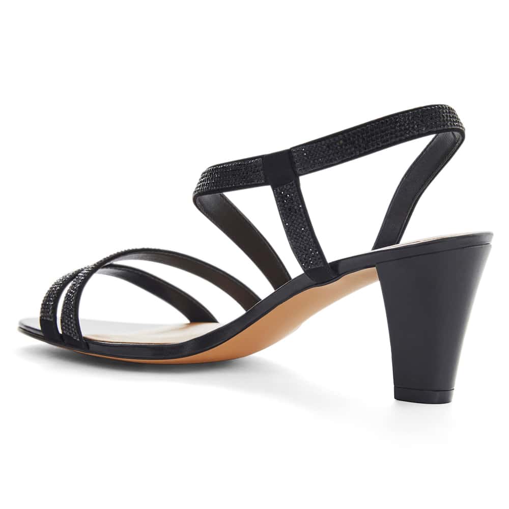 Akira Heel in Black Diamante Leather