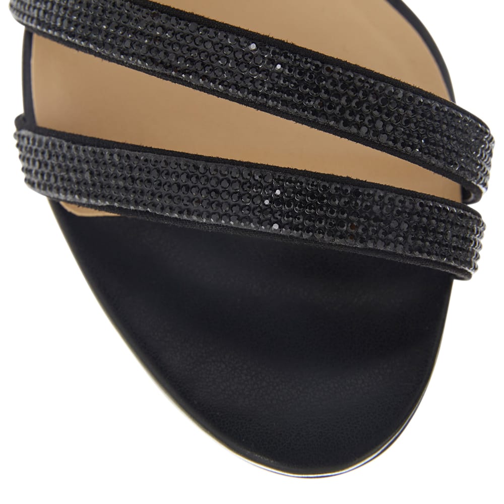 Akira Heel in Black Diamante Leather