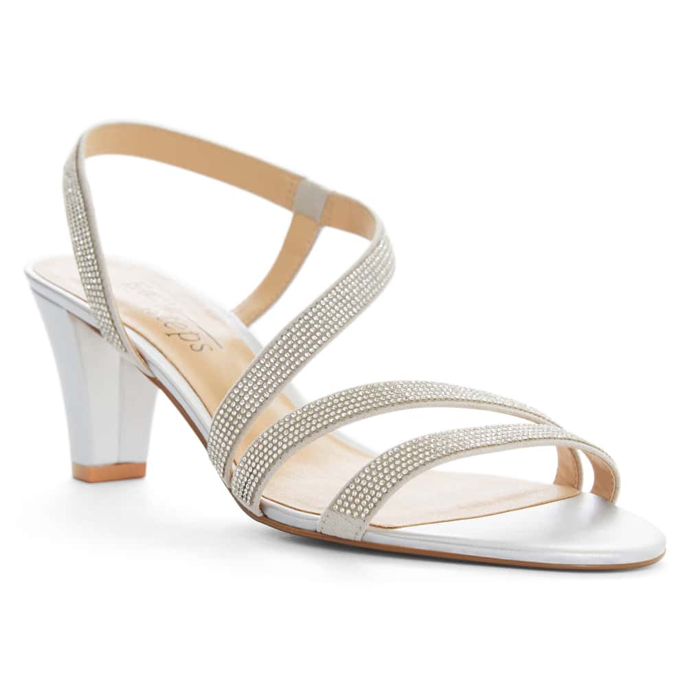 Akira Heel in Silver Diamante Leather