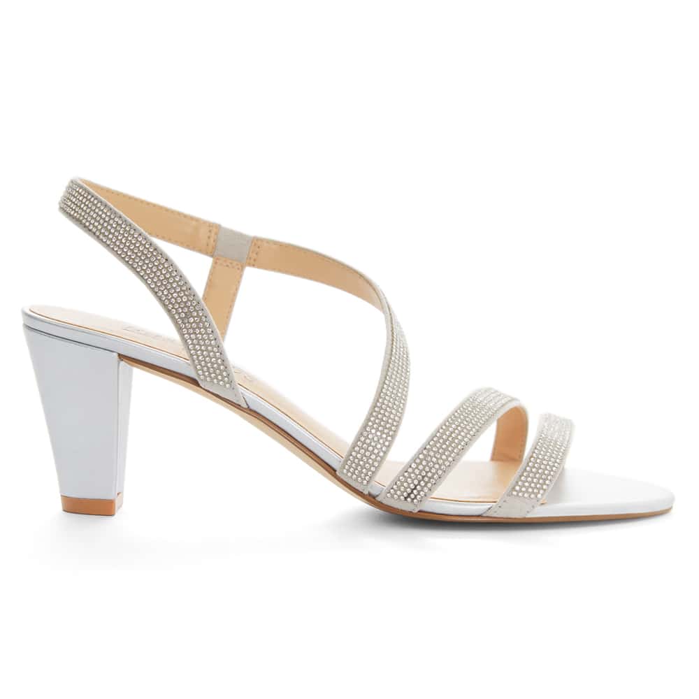 Akira Heel in Silver Diamante Leather