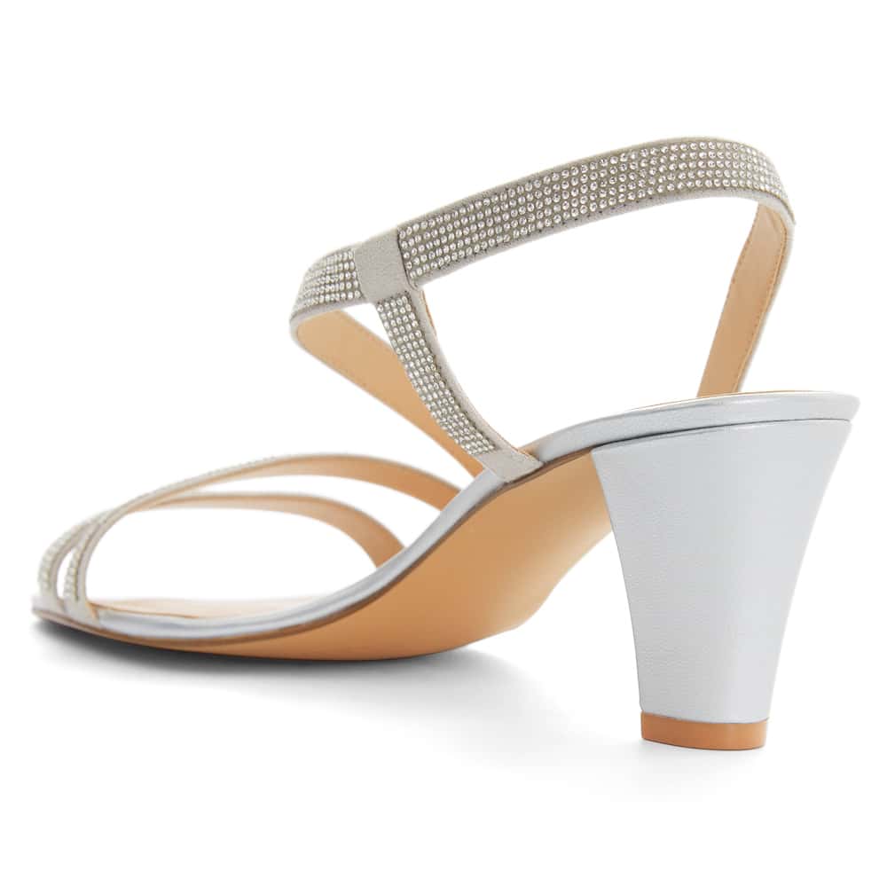 Akira Heel in Silver Diamante Leather
