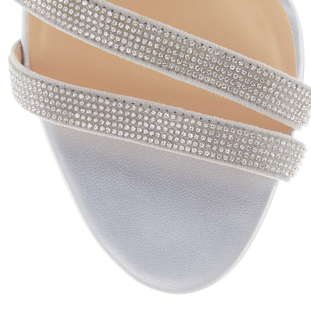 Akira Heel in Silver Diamante Leather