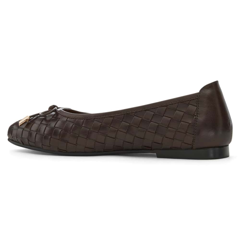 Alison Ballet Flat in Chocolate Weave Leather