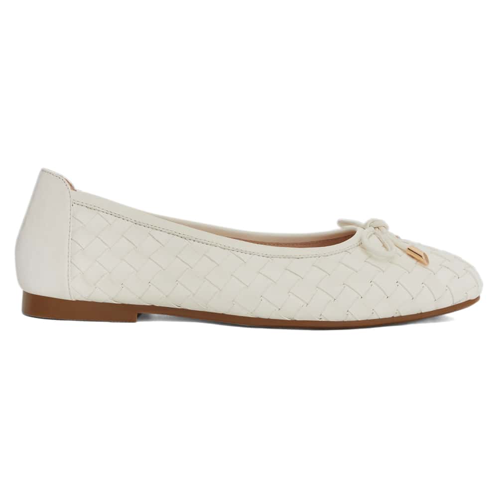 Alison Ballet Flat in Ivory Weave Leather