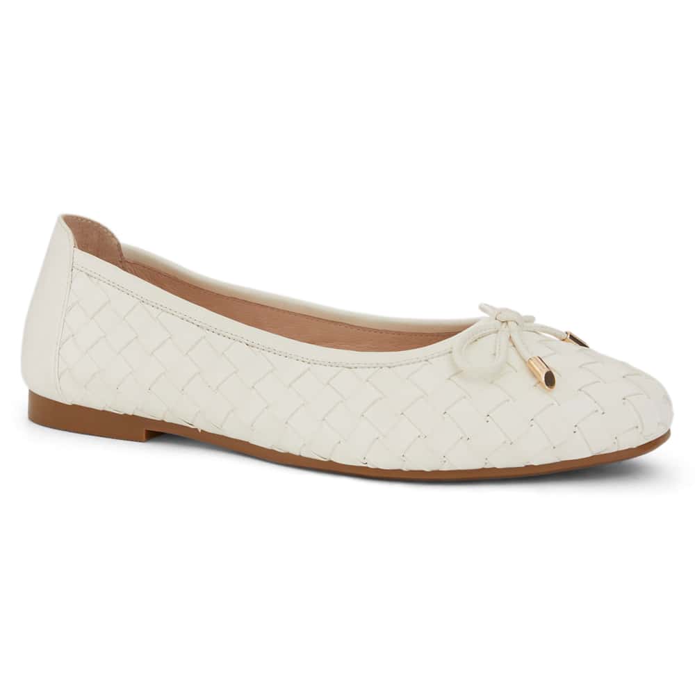 Alison Ballet Flat in Ivory Weave Leather