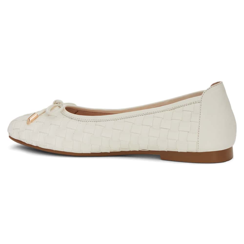 Alison Ballet Flat in Ivory Weave Leather