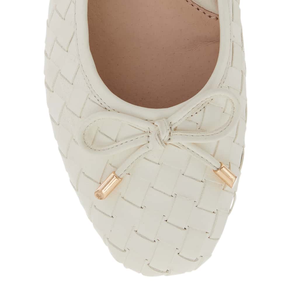 Alison Ballet Flat in Ivory Weave Leather