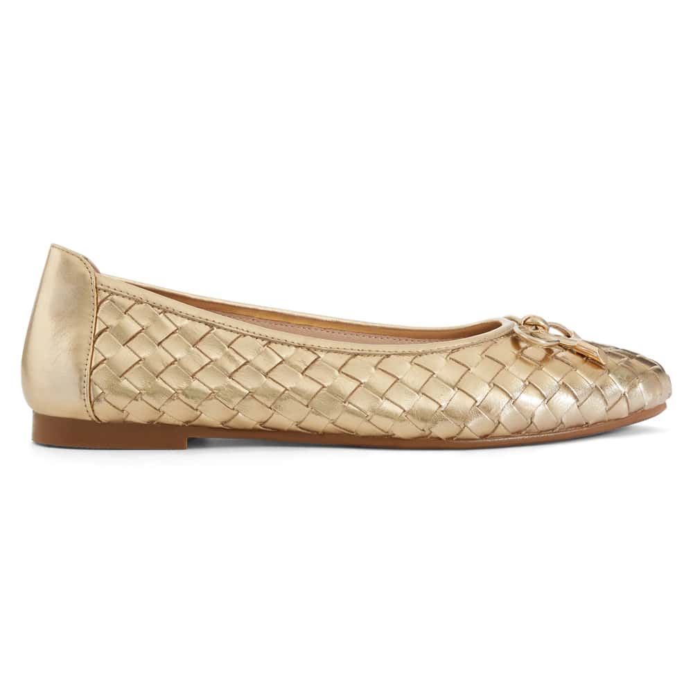 Alison Ballet Flat in Pale Gold Weave Leather