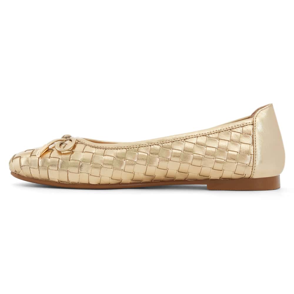 Alison Ballet Flat in Pale Gold Weave Leather