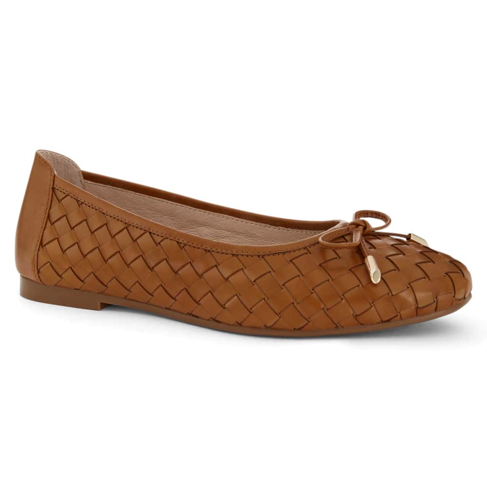 Alison Ballet Flat in Tan Leather