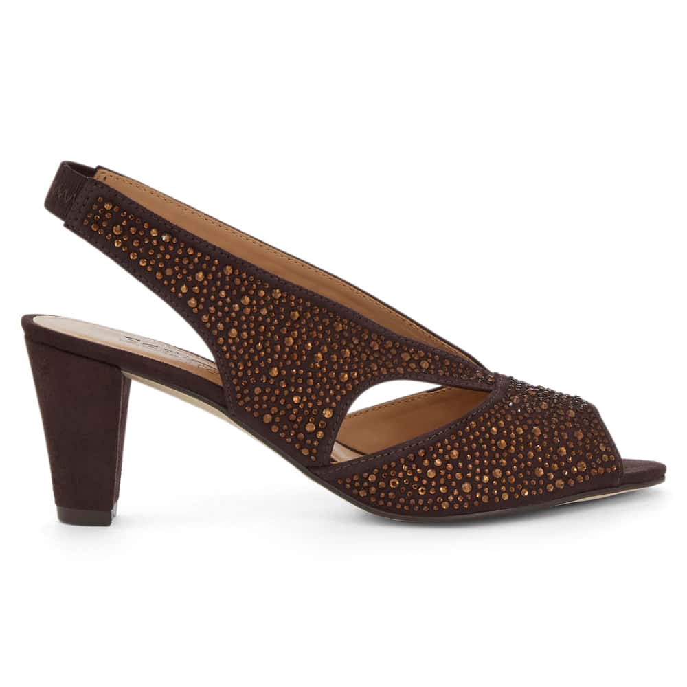 Angie Heel in Chocolate  Fabric