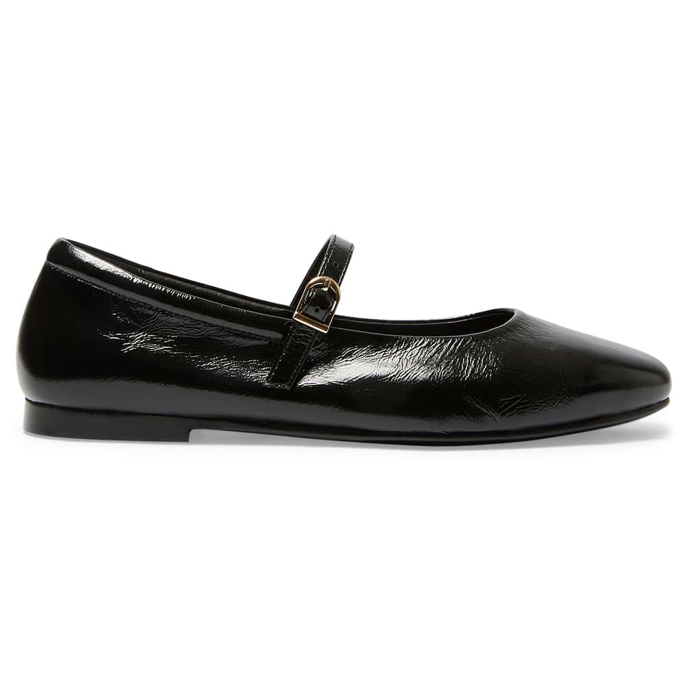 Athena Flat in Black Patent