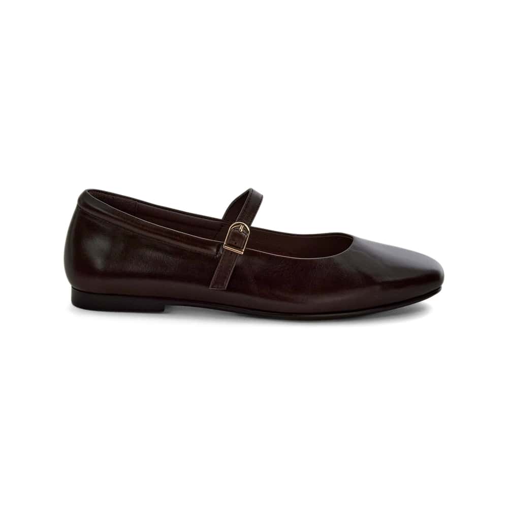 Athena Flat in Chocolate  Leather