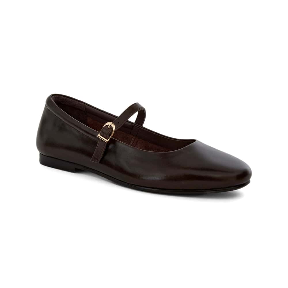 Athena Flat in Chocolate  Leather