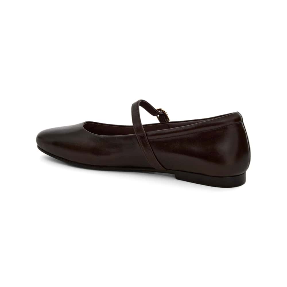 Athena Flat in Chocolate  Leather
