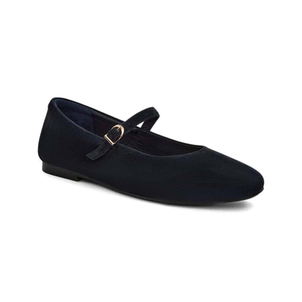 Athena Flat in Navy Suede