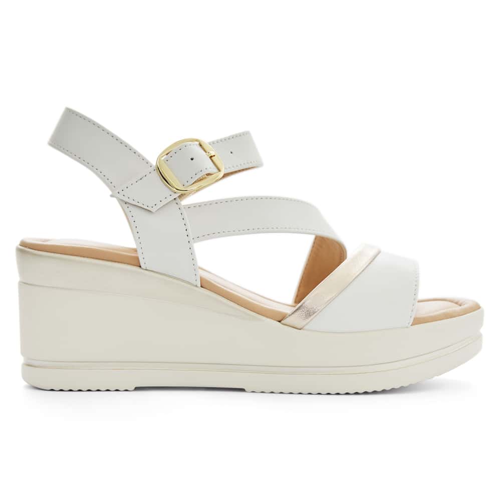 Avery Wedge in White Glove/pewter Leather