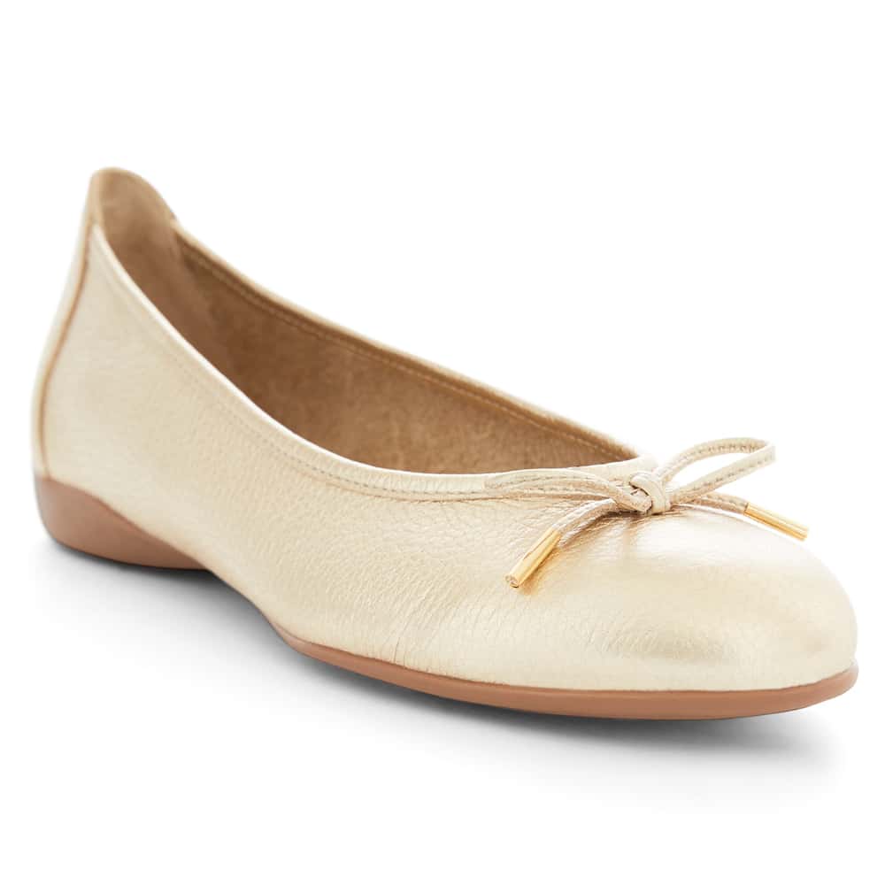 Azaria Flat in Gold Metallic Leather