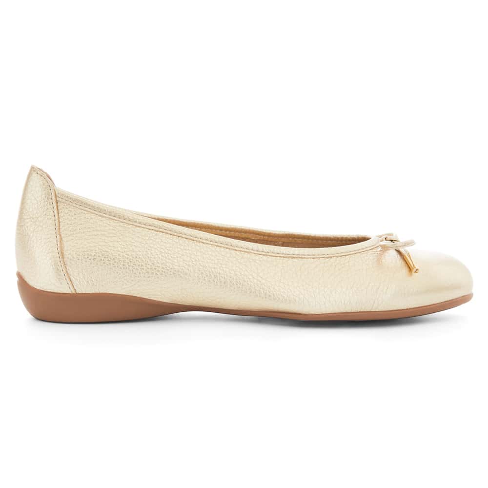 Azaria Flat in Gold Metallic Leather