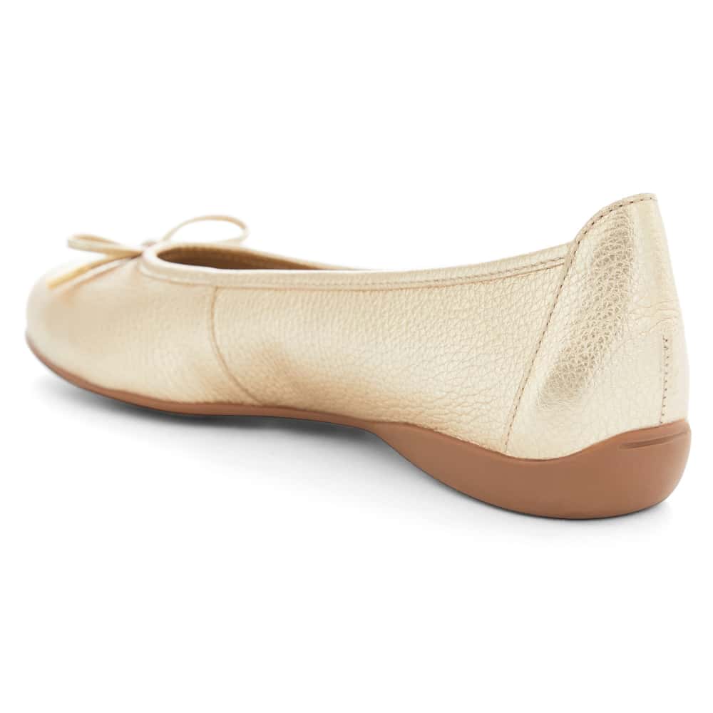 Azaria Flat in Gold Metallic Leather