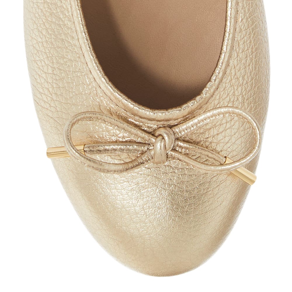 Azaria Flat in Gold Metallic Leather