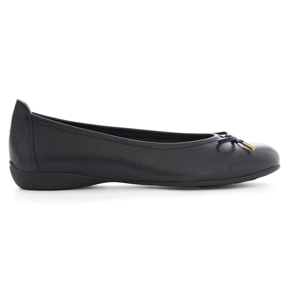 Azaria Ballet Flat in Navy Leather