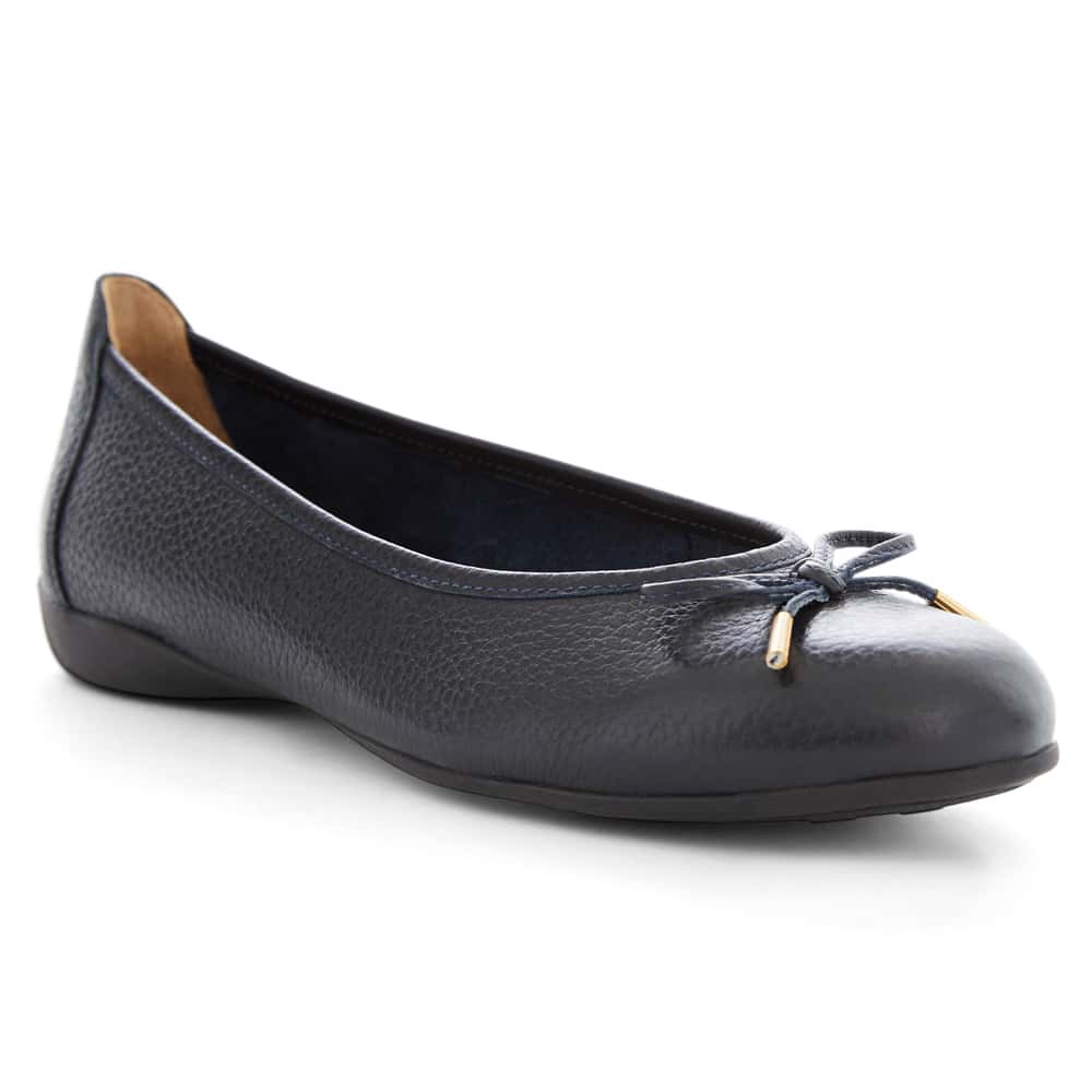 Azaria Ballet Flat in Navy Leather