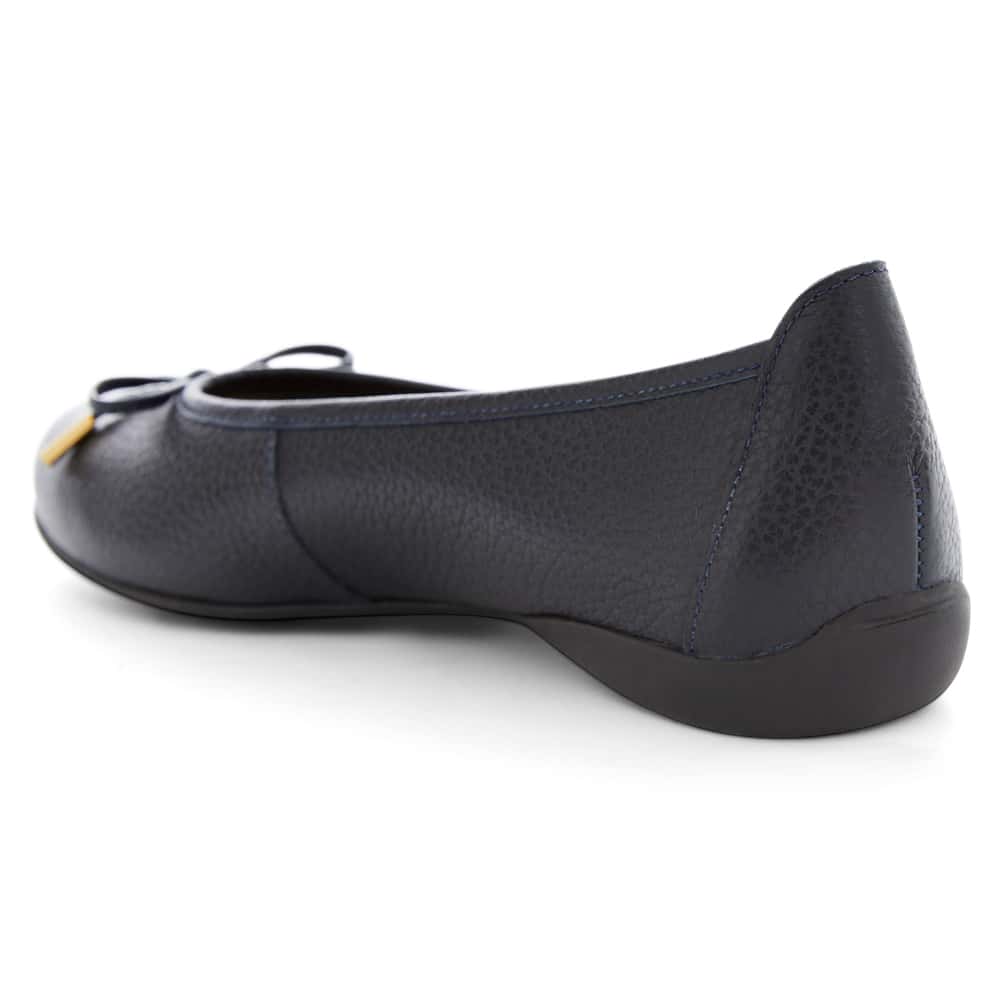Azaria Ballet Flat in Navy Leather