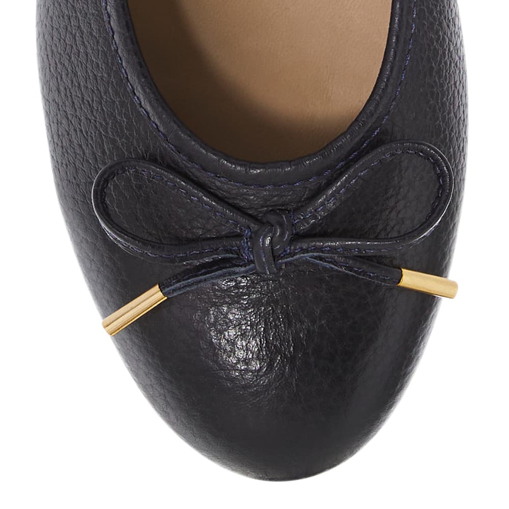 Azaria Ballet Flat in Navy Leather