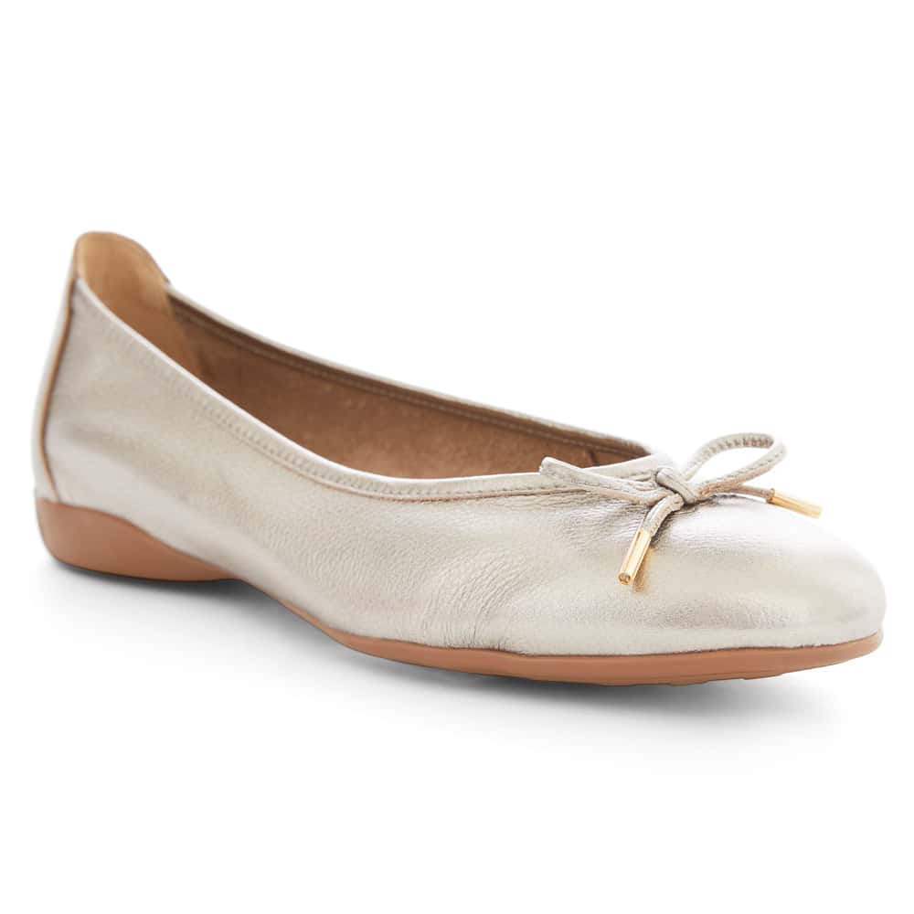 Azaria Ballet Flat in Pewter Leather
