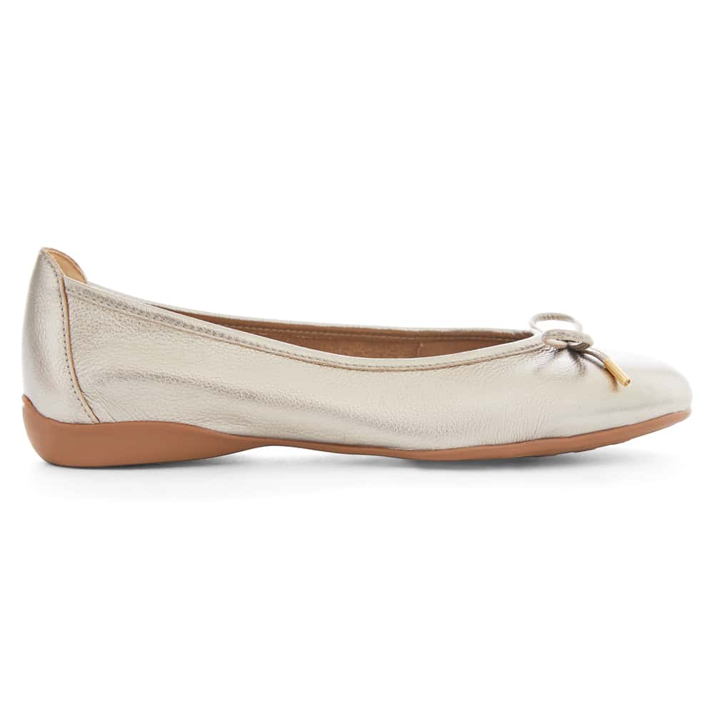 Azaria Ballet Flat in Pewter Leather