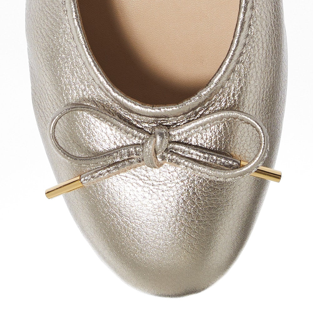 Azaria Ballet Flat in Pewter Leather