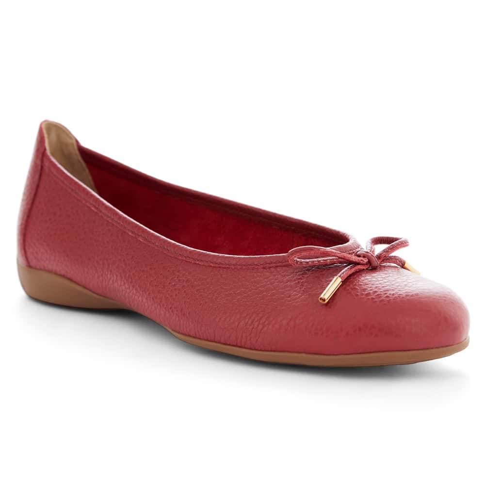 Azaria Ballet Flat in Red Leather