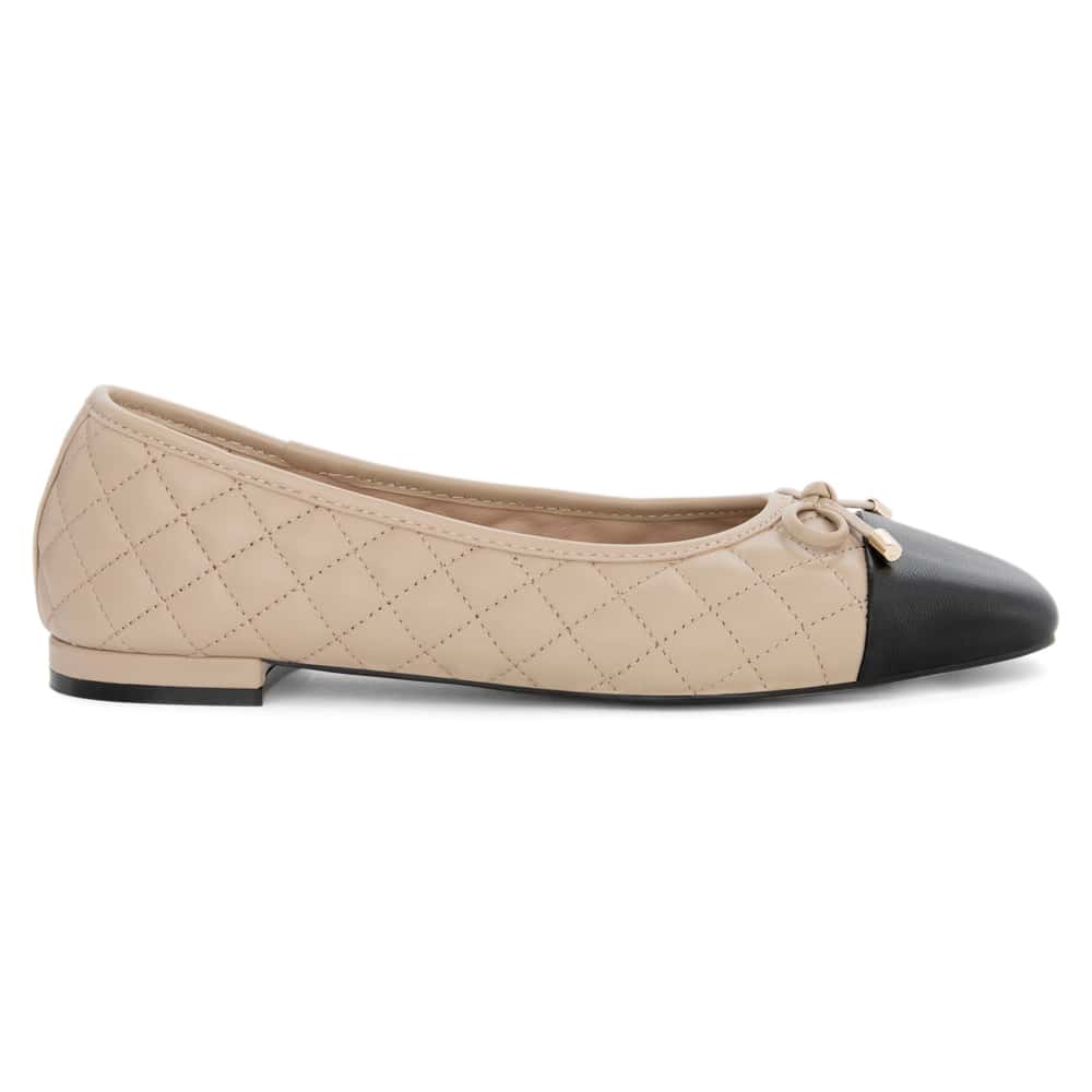 Belgium Ballet Flat in Black And Nude Leather