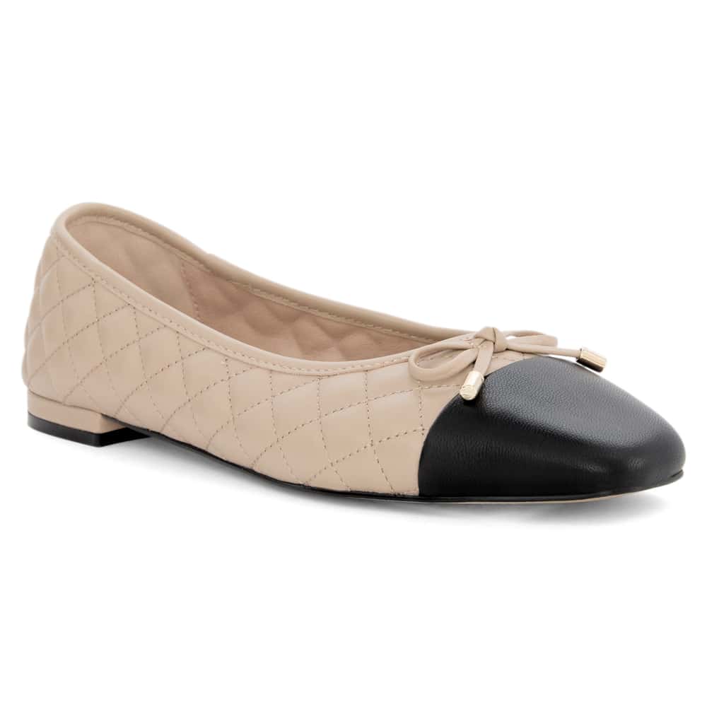 Belgium Ballet Flat in Black And Nude Leather