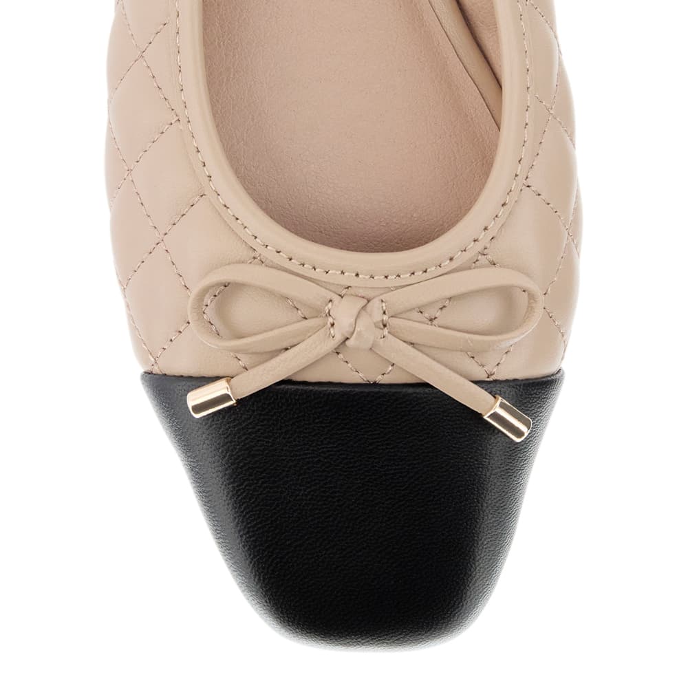 Belgium Ballet Flat in Black And Nude Leather