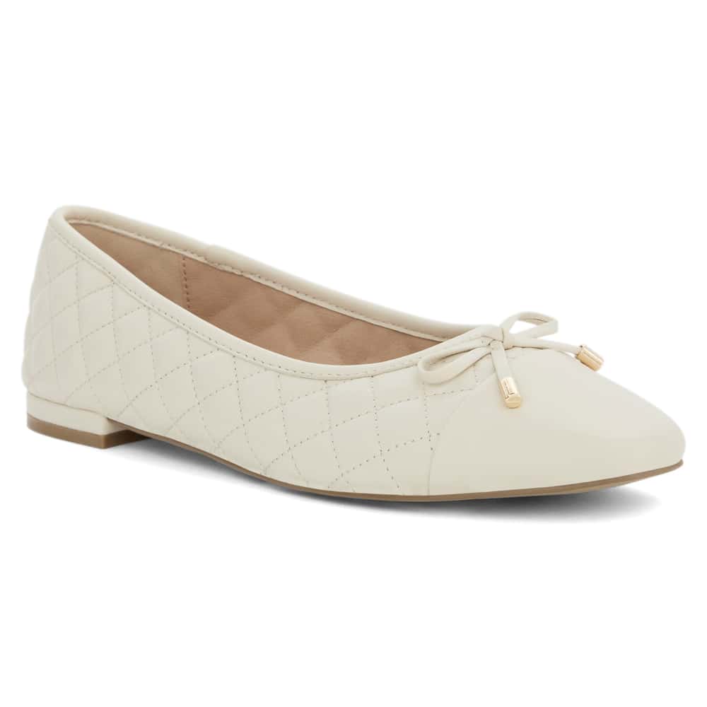 Belgium Ballet Flat in Ivory Leather