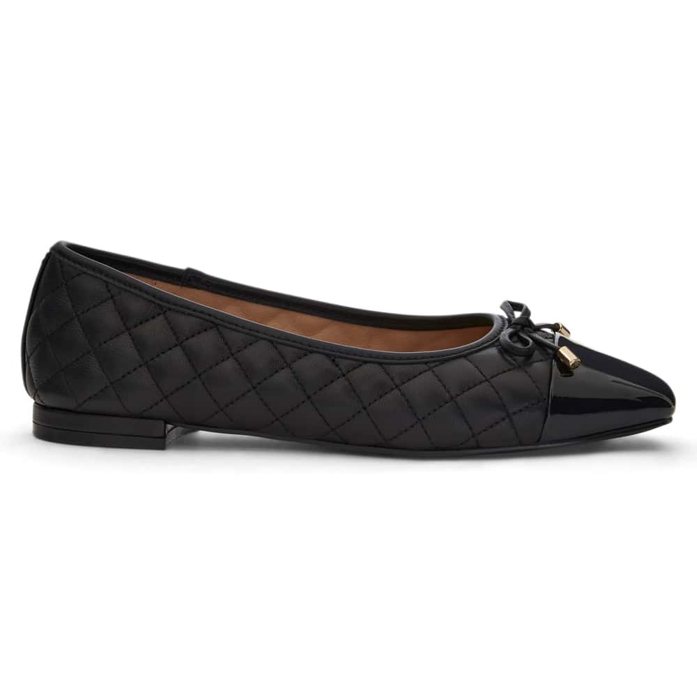 Belgium Ballet Flat in Black Leather