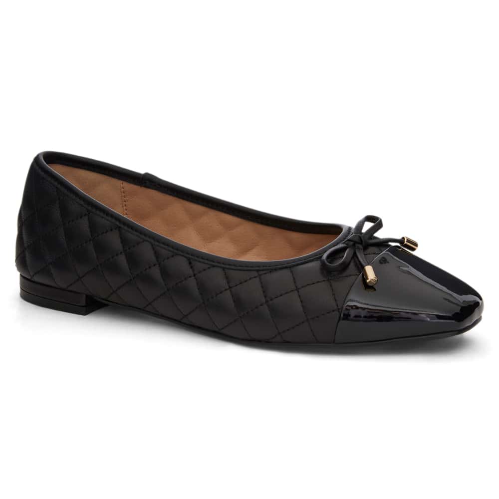 Belgium Ballet Flat in Black Leather