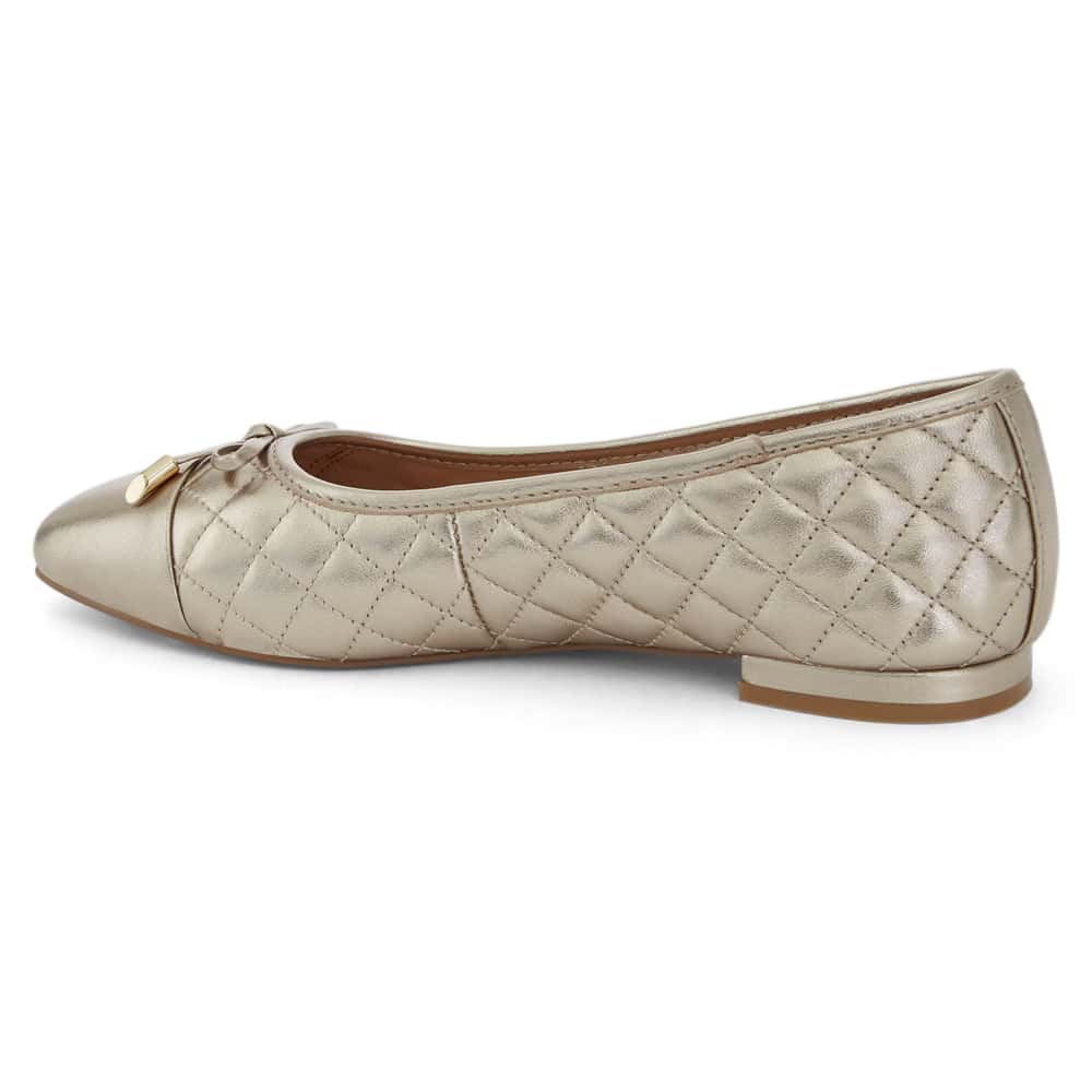 Belgium Ballet Flat in Soft Gold Leather