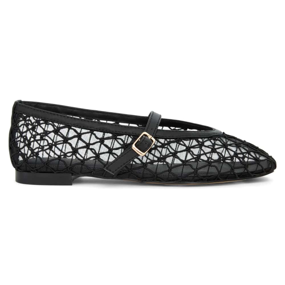Berlin Ballet Flat in Black Mesh