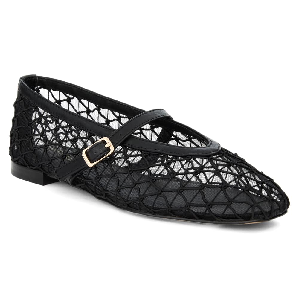 Berlin Ballet Flat in Black Mesh