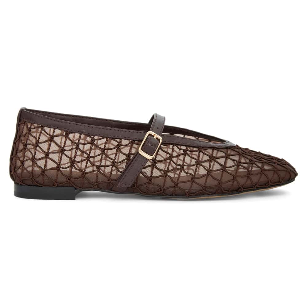 Berlin Ballet Flat in Chocolate  Mesh
