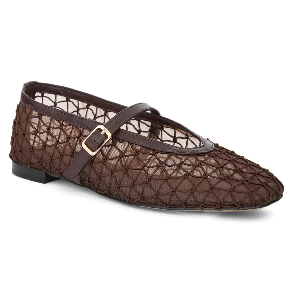 Berlin Ballet Flat in Chocolate  Mesh