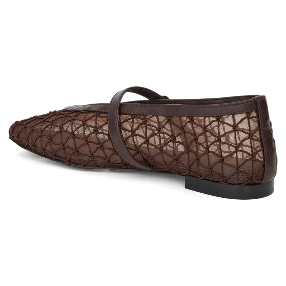 Berlin Ballet Flat in Chocolate  Mesh