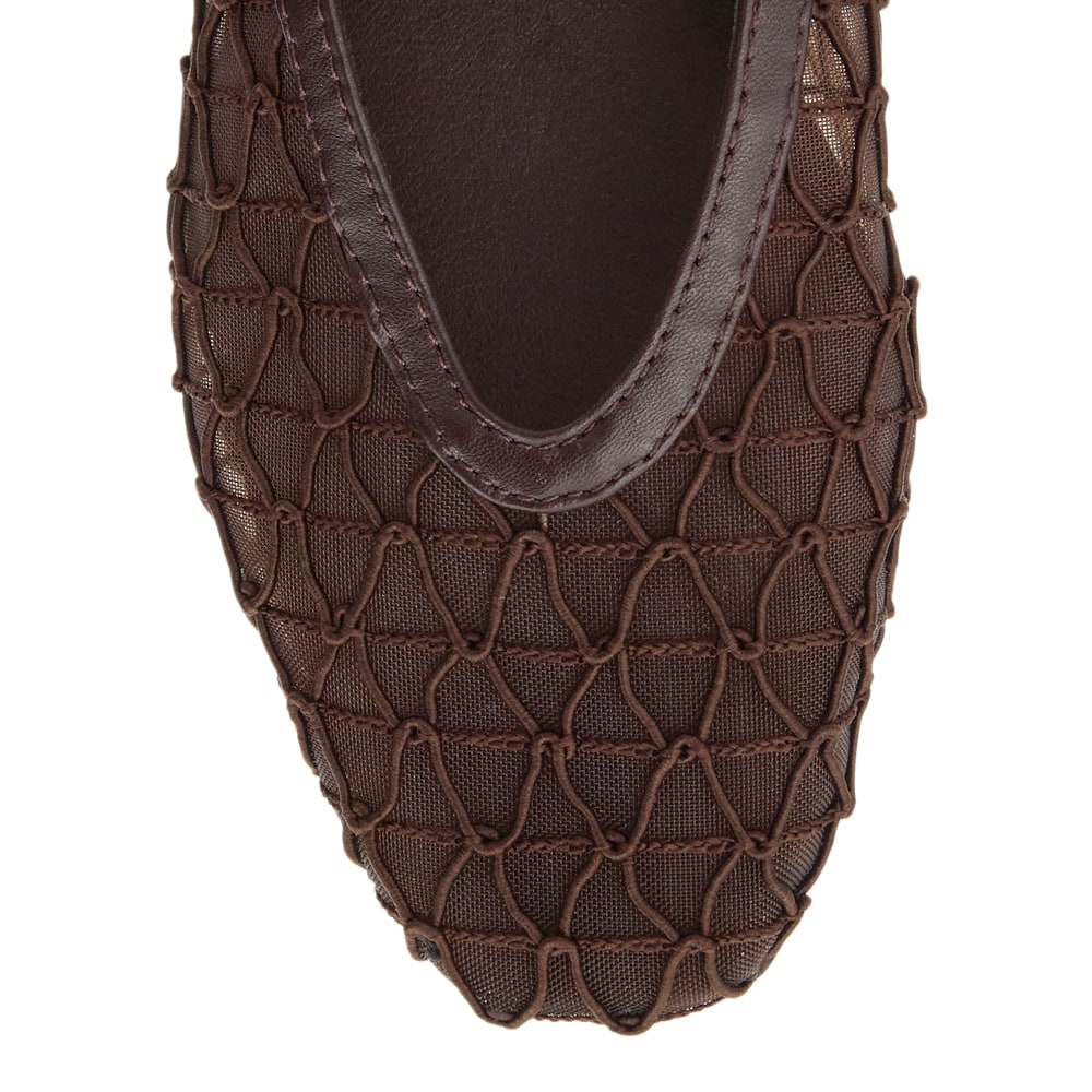 Berlin Ballet Flat in Chocolate  Mesh