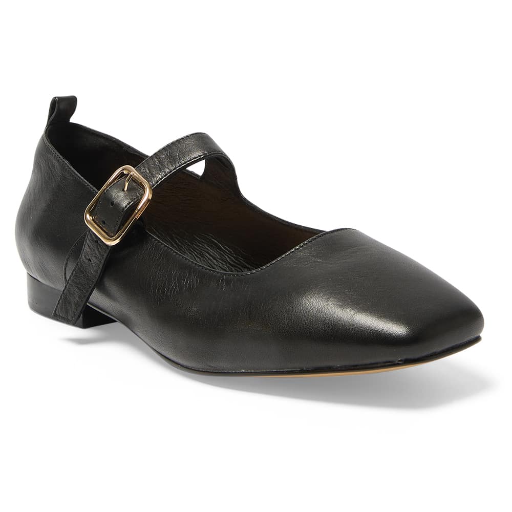 Bonnie Ballet Flat in Black Leather