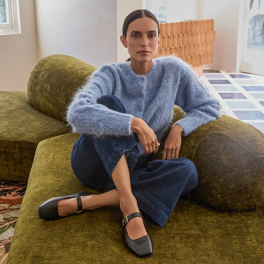 Bonnie Ballet Flat in Black Leather